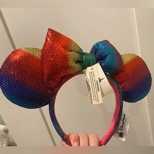 Disney Sequin Minnie Ears with Rainbow Colors
